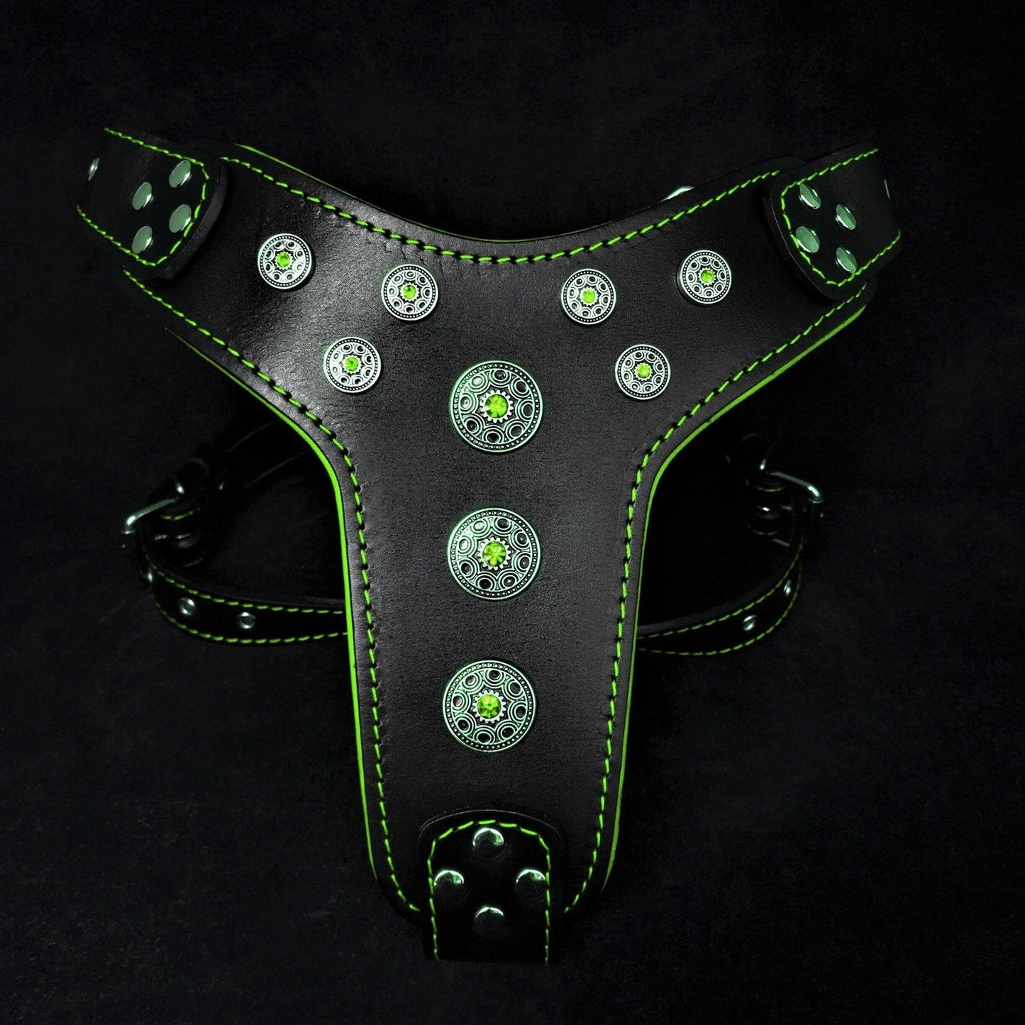 ''Bijou'' harness Black & Green for big dogs